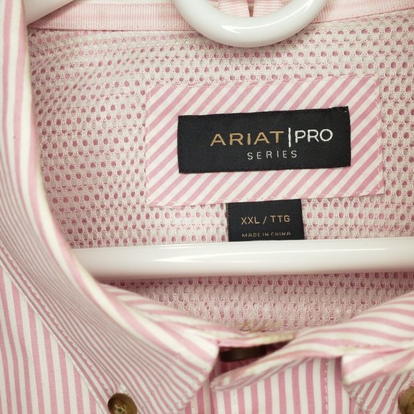 Ariat Pro L/S Button Up Pink Stripped Shirt 2XL - Picture 2 of 5